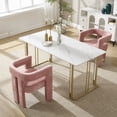 thumbnail image 6 of Chenille Upholstered Dinning Chairs Set of 2, Modern Accent Chair with Wood Frame, Barrel Side Armchair for Living Room Dining Room Kitchen, Pink, 6 of 8