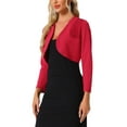 thumbnail image 4 of INSPIRAR CHIC Top de Mujer Elegante Cárdigan Corto de Manga Larga con Panel de Encaje Floral Suéter Top M Rojo, 4 of 5