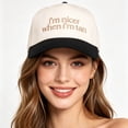 thumbnail image 4 of Helii Women Men Unisex Two Tone Mesh Trucker Cap Embroidered Baseball Hat I Am Nicer When I Am Tan Adjustable Snapback Summer Breathable Lightweight Outdoor Beach Sun Protection Hat, 4 of 4