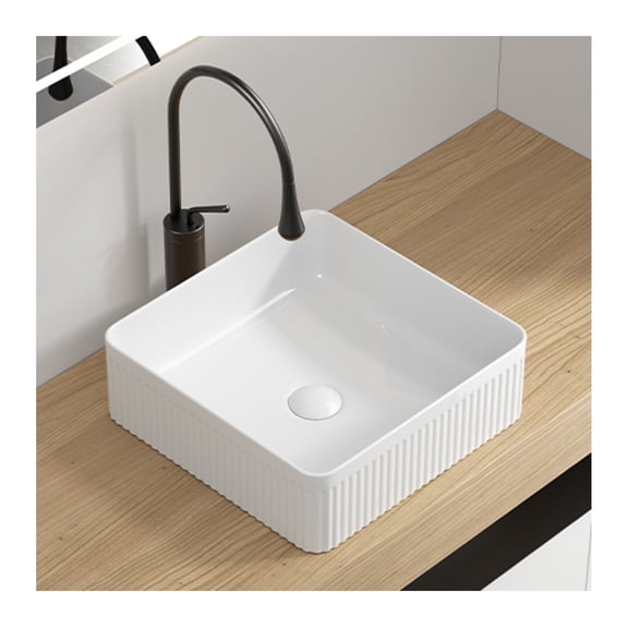 Vessel Sink Rectangle Bathroom Sink Rectangular White Vessel Sink 15" x 15" Porcelain Ceramic Vessel Vanity Sink Art Basin
