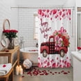thumbnail image 5 of Valentine's Day Shower Curtain Pink Truck Bathroom Curtains with Hooks, Waterproof Fabric Romantic Rose Love Heart Bath Shower Curtains Set for Bathroom Bathtubs Valentines Decor 72x72 Inch, 5 of 9