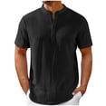 thumbnail image 2 of Ashirexll Mens T-shirts, Big and Tall Shirts for Men, Summer Fashion Standing Collar Button Short Sleeve Tops Casual T-Shirts, 2 of 6