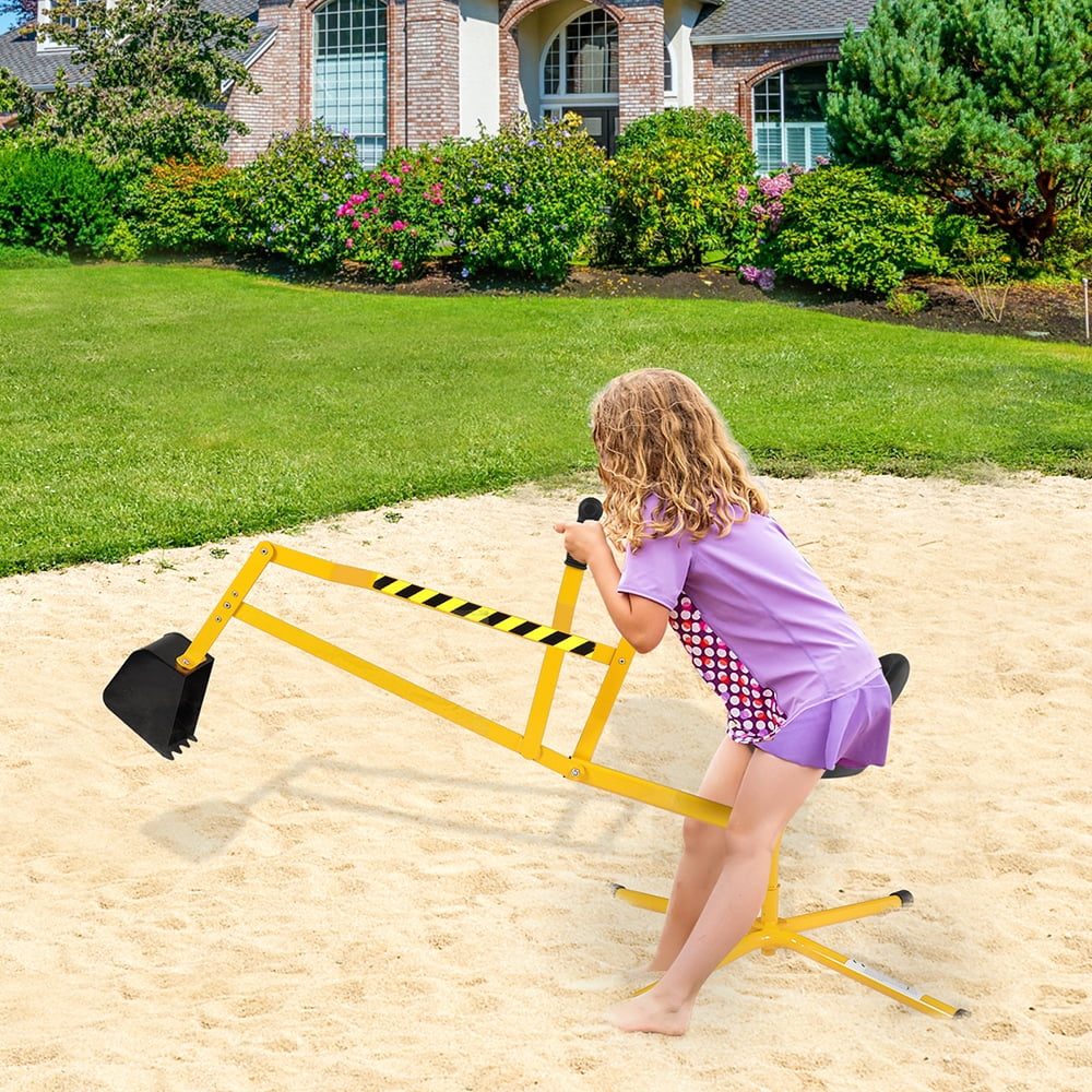 Lowestbest Kids Sand Digger, Excavator Toy With 360°Rotatable Seat And Metal Base for Outdoor Fun, Yellow Lowestbest Kids Sand Digger, Excavator Toy With 360°Rotatable Seat And Metal Base for Outdoor Fun, Yellow