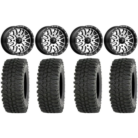 MSA Machined Brute 14" UTV Wheels 28" BDC Tires Kawasaki Mule Pro FXT