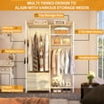 thumbnail image 2 of Aheaplus Clothes Rack - Reversible with 2 Drawers, Heavy Duty Garment Rack with Shelves, 6-Tier Freestanding Portable Wardrobe with Hanging Hooks, White Oak, 2 of 7