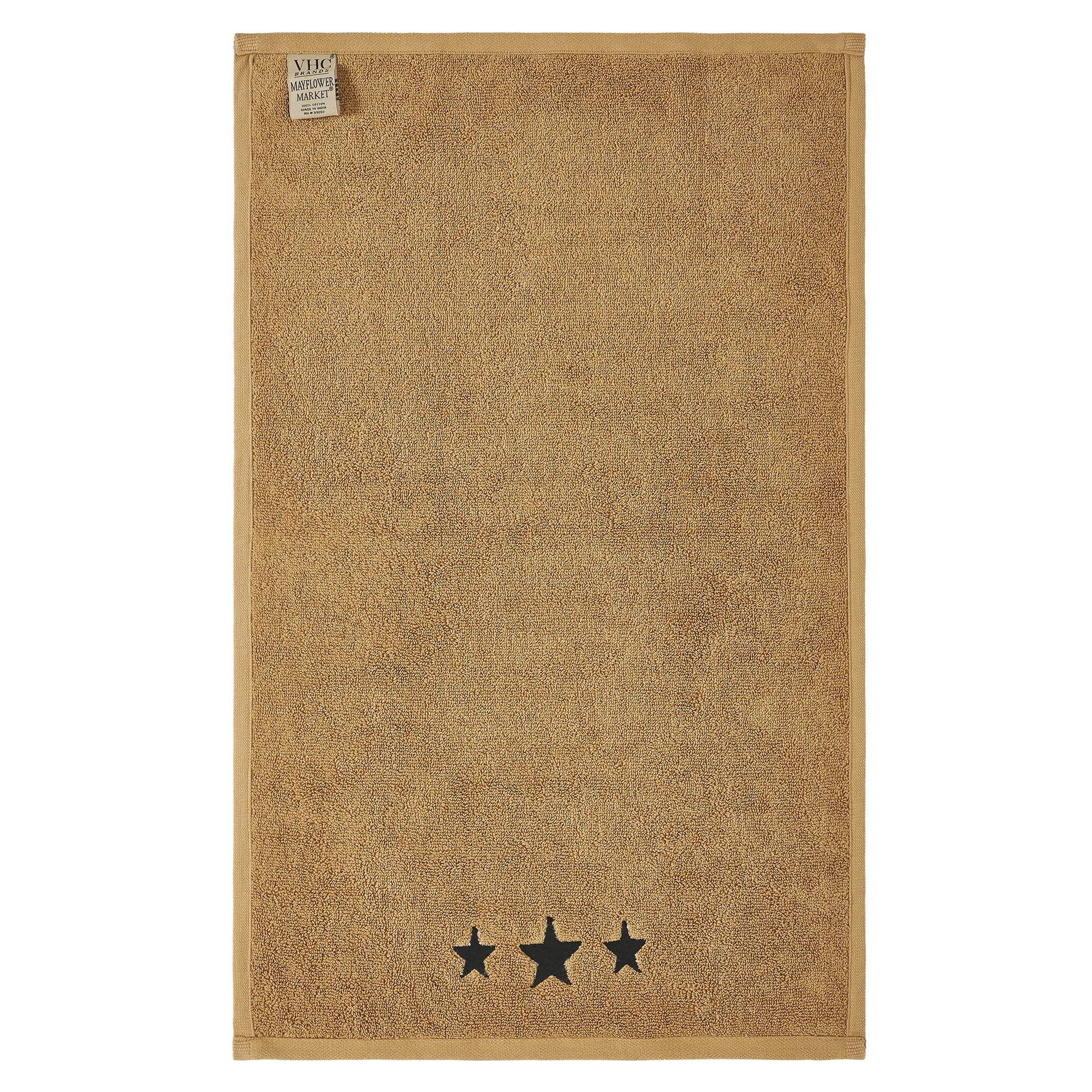 VHC Brands Black Stars Tan Hand Towel Set of 2 16x26