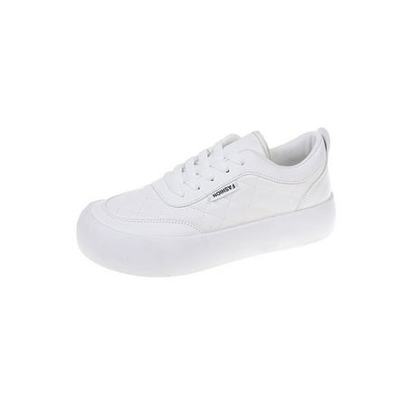 

Woobling Women Flats Non-Slip Walking Shoes Comfort Sneakers Lightweight Skate Shoe Running Work White 8.5