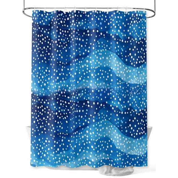 Fsddascl Abstract Blue Ocean Waves Shower Curtain Set - Long 72" x 84" Washable Bathtub Curtain with 12 Hooks, Wave Point Natural Coastal Waterproof Fabric Stall Shower Curtains for Bathroom/Bathtub