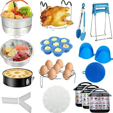 Accessories for Instant Pot, 73 Pcs Accessories for Instapot for 5,6,8Qt- 60 Pcs Parchment Papers, 2 Metal Steamer Baskets, Non-stick Springform Pan, Egg Rack, Egg Bites Mold, Kitchen Tong