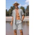 thumbnail image 3 of COOFANDY Men's Beach Sets Short Sleeve Button Up Cuban Collar Shirt and Shorts, 3 of 6