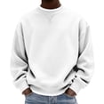 thumbnail image 2 of LEKWK Crewneck Sweatshirts for men Long Sleeve Casual Pullover Activewear Athletic Tops Classic Fit Comfortable Basic Fall Winter Shirt for Gym Workout Running Outdoor White XL, 2 of 5