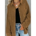thumbnail image 3 of Women Corduroy Shirts Jacket Shacket Casual Button Down Long Sleeve Oversized Tops Plus Size, 3 of 5