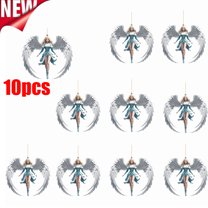 KOYPTL 10 Pcs Christmas Tree Ornament Set 2D Flat Acrylic Angel Christmas Decorations for Home Decor,Christmas Hanging Ornament Decorations for Indoor Christmas Stocking Stuffers Gifts for Women Men