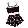 thumbnail image 5 of Rhuody Sleeveless Halloween Pajamas Women Vest Shorts Set Casual Home Ghost Print Pumpkin Skeleton Pattern Camisole Sleepwear 2 Piece Pjs Set Sexy Sleepwear Daily Festival Home Wear 2Xl Wine, 5 of 5