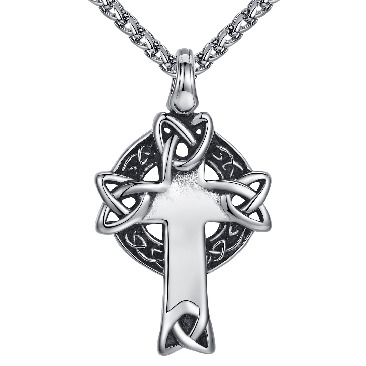 Arco Iris Jewelry Men's Stainless Steel Irish Knot Celtic Cross