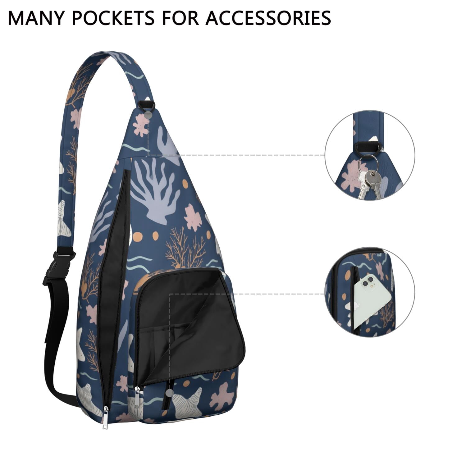 Starfish Sling Bag Small Travel Backpack for Women Men Unisex