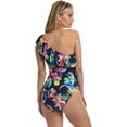 thumbnail image 2 of La Blanca Womens Shoulder Ruffle Mio One Piece Swimsuit, Indigo by The Sea, 18 Plus, 2 of 4