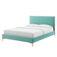 thumbnail image 1 of Platform Bed Frame, Twin Size, Velvet, Blue, Modern Contemporary Urban Design, Bedroom Master Guest Suite, 1 of 10