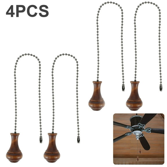 4Pack Ceiling Fan Pull Chain Decorative Fan Pull Chain Pendant Extension 12 Inches Pull Chain Ornaments Lighting/Fan Beaded Ball Fan Cord Extender for Lamp/Fan Retro Decoration