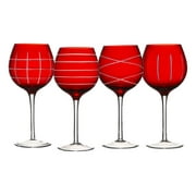 Fifth Avenue Crystal Medallion Glass Goblets Set of 4 Red by Jay Companies