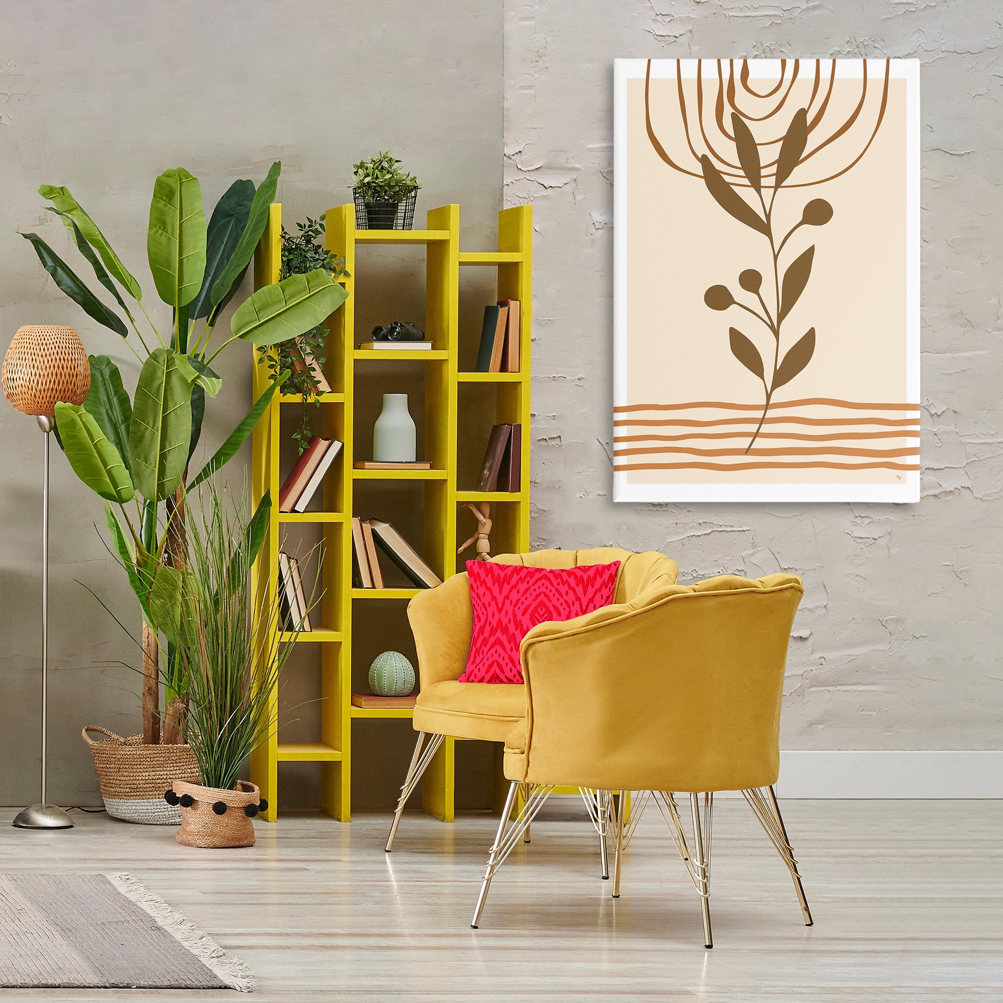 Stupell Industries Bohemian Plant Sprig Botanical & Floral Painting Gallery Wrapped Canvas Art Print Wall Art, 30 x 45