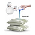 thumbnail image 6 of Outdoor Pillows Waterproof, Sage Green Striped Throw Pillows with Inserts Included, Modern Color Block Farmhouse Stripes Indoor Outdoor Decorative Lumbar Pillow for Bed/Couch/Patio 18"x18", 2Pcs, 6 of 8