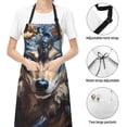 thumbnail image 6 of Naloa Vintage Blue Floral Wolf Apron Kitchen Aprons with Pockets for Women Men Chef, 6 of 8