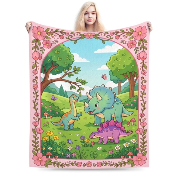 Dinosaur Blanket Throw Soft Flannel Bed Blankets for Sofa Couch Home Decor All Season Cozy Warm Lightweight Decorative Bedding Cover Plush Flannel 50x40
