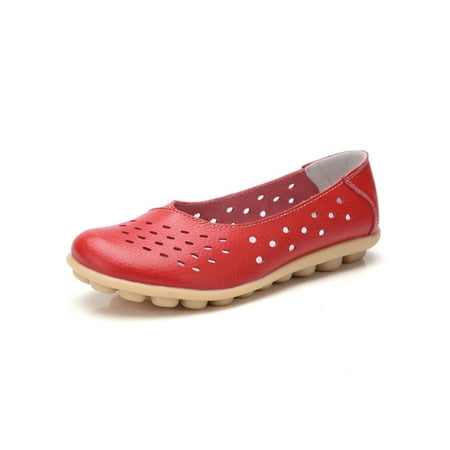 

Harsuny Ladies Driving Lightweight Casual Shoe Comfort Flat Leather Loafer Work Breathable Round Toe Moccasins