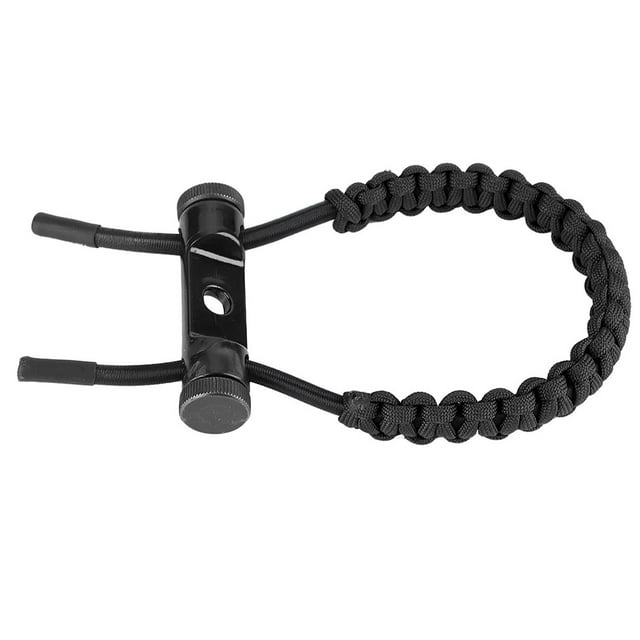 Equipo de tiro con arco, cuerda de muñeca compuesta ajustable, correa trenzada de poliéster (negro)
