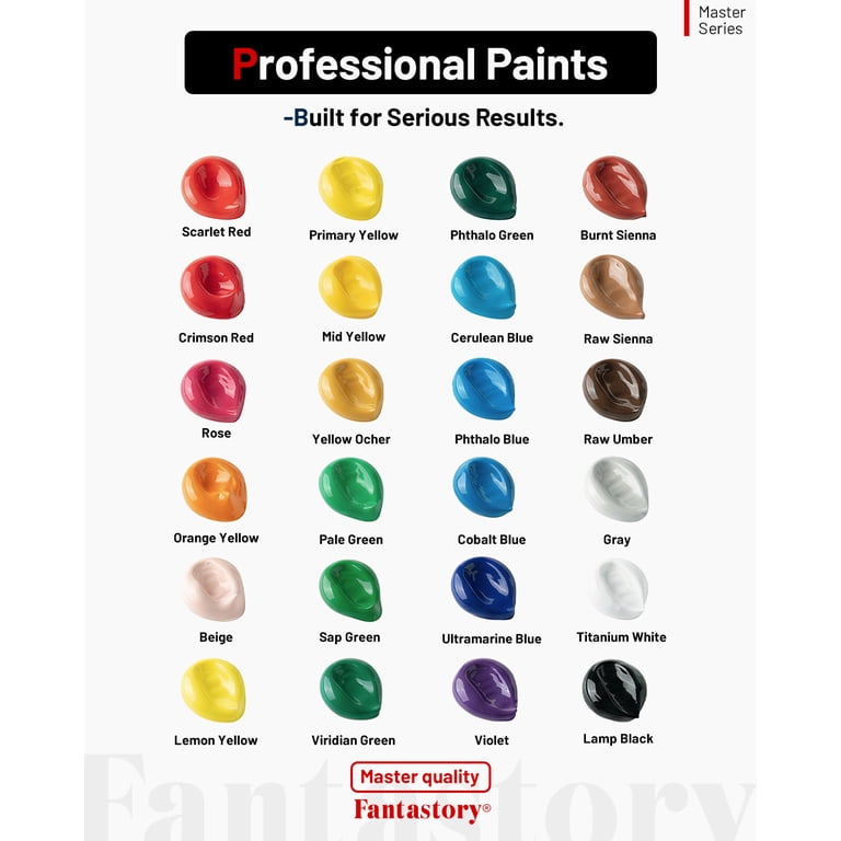 Fantastory Acrylic Paint Set, 24 Colors With 12 Brushes photo 2