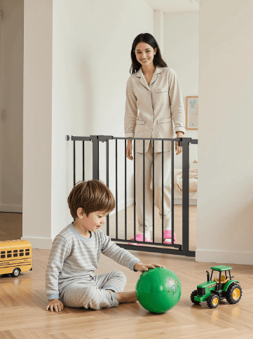 36" Extra Tall Baby Gate for Stairs, 29.5-40.5" Wide Dog Gate for Doorways, Walk Thru Auto Close Metal Pet Gate for The House, Stairs and Doorways, Child Gate Pressure Mounted Dog Gate Indoor - Black