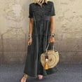 thumbnail image 1 of TIMIFIS Robe-Chemise en Denim d'Été pour Femme à Manches Courtes, Robe en Jean Usée, Boutonnée, Robe Maxi Décontractée, 1 of 4