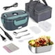 thumbnail image 1 of Lonchera Eléctrica Portátil, 3 en 1 Fiambrera portátil 1.5L Para Conservar Calor, Calentador de Alimentos, Caja de Almuerzo con Recipientes de Acero Inoxidable y Horquillas (verde, Grande), 1 of 7