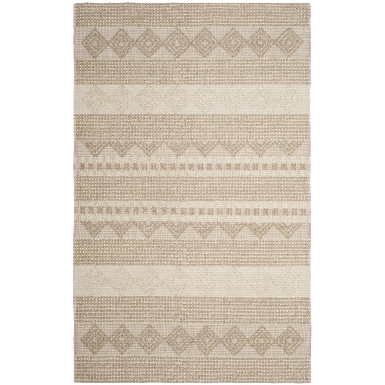 SAFAVIEH Natura Carly Geometric Braided Wool Runner Rug, Beige/Ivory, 2'3" x 14'