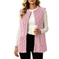 thumbnail image 3 of Lcziwo Women Fuzzy Textured Vest Sleeveless Solid Open Front Cardigan Fleece Plush Cozy Soft Jackets with Pockets Pink,M, 3 of 9