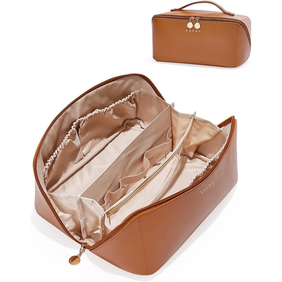Travel Makeup Bag,Large Capacity Cosmetic Bags for Women,Waterproof Portable Pouch Open Flat Toiletry Bag Pattern Makeup Bag