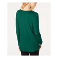 thumbnail image 2 of INC Womens Green Long Sleeve V Neck Hi-Lo Top  Size: XS, 2 of 2