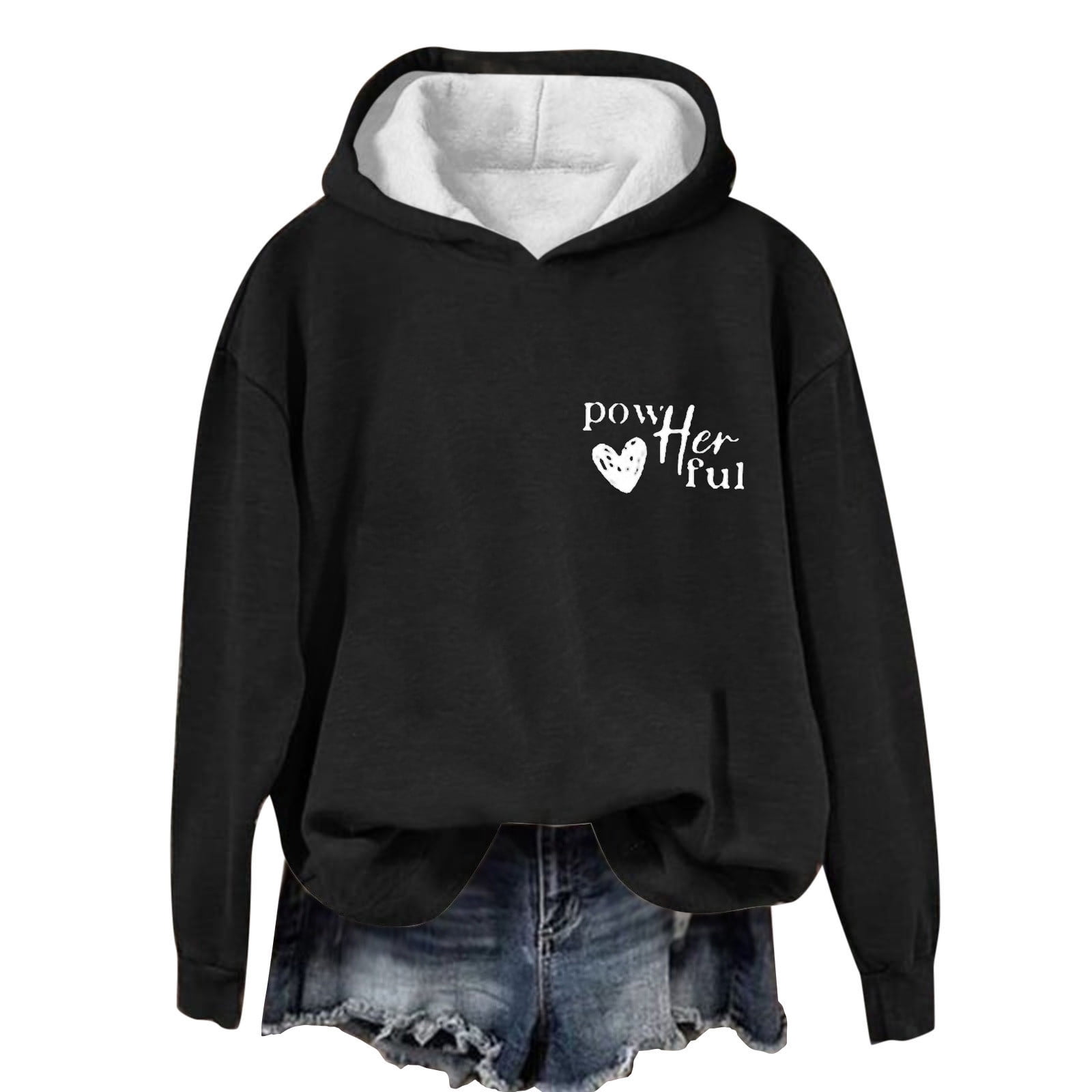 Black_Friday&Cyber/Monday Womens Clothing Under $10.00 Yuxingfu Women'S Casual Fall and Winter Long-Sleeved Fashion Printed Hooded Tops Sweatshirt