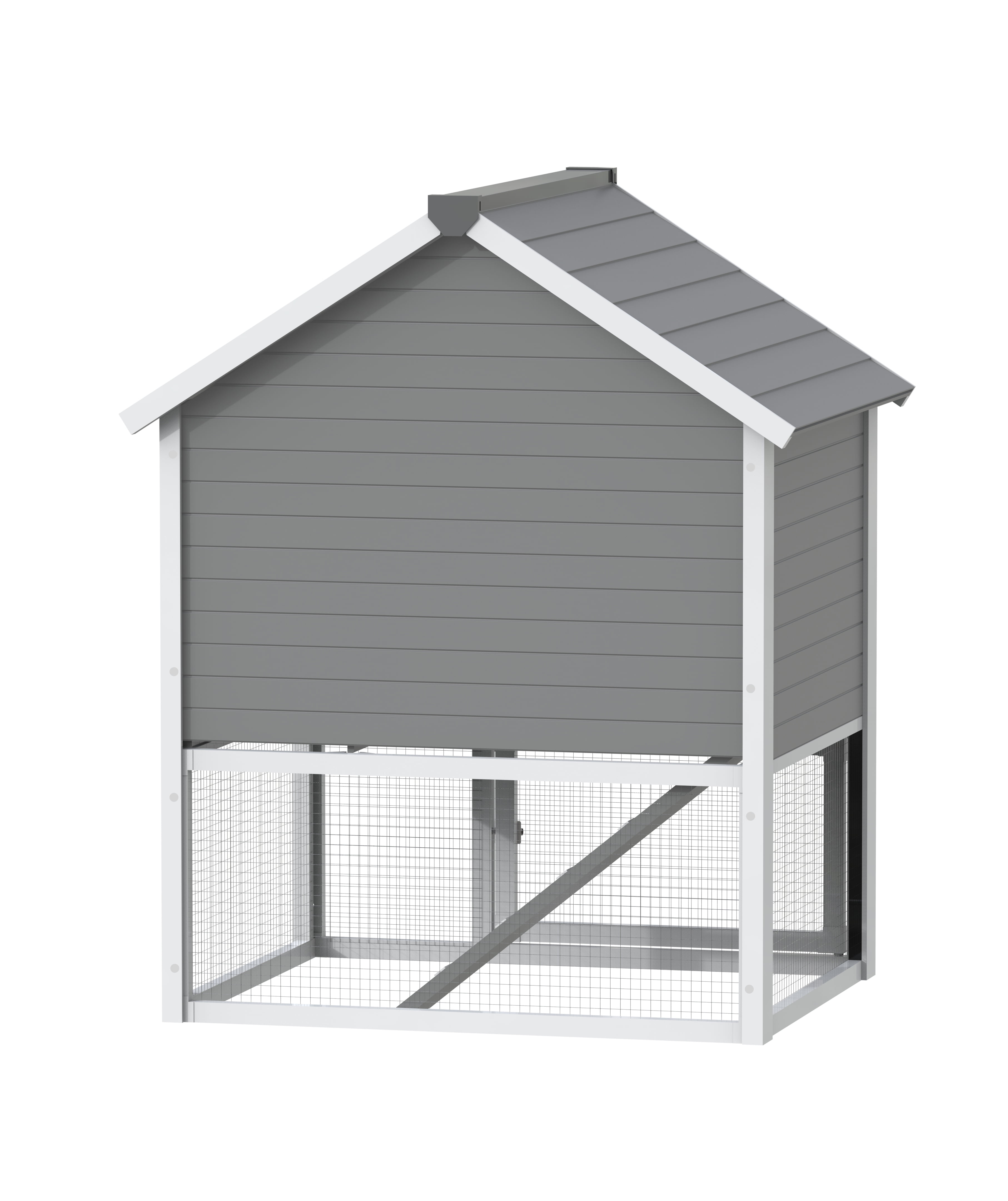 New Age Pet® ECOFLEX® Huntington Two-Level Rabbit Hutch, Grey - Durable, Non-Toxic Composite, Moisture Resistant, Easy Assembly, Includes Pull Out Tray for Easy Cleaning, Ideal for Indoor/Outdoor Use