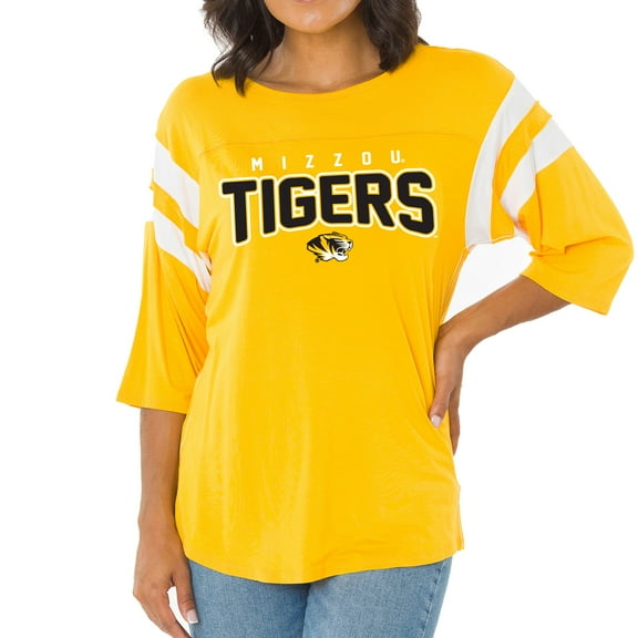 Women's  Gold Missouri Tigers Relaxed Abigail Half-Sleeve T-Shirt
