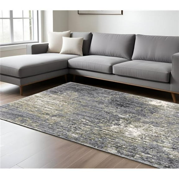 HomeRoots 576251 7 x 10 ft. Abstract Shag Rectangle Area Rug, Gray & Ivory