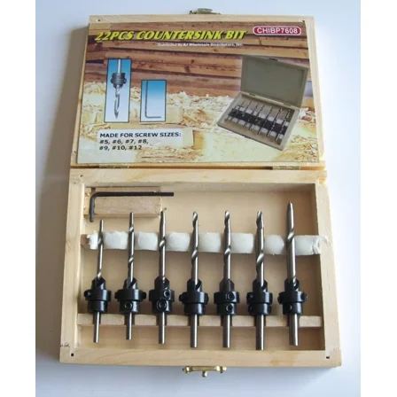 22Pc Professional Countersink Drill Bit Set W/ Wood Box