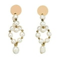 thumbnail image 3 of AeraVida Sophisticated Infinity Link of Freshwater White Pearls Brass Post Drop Earrings, 3 of 5