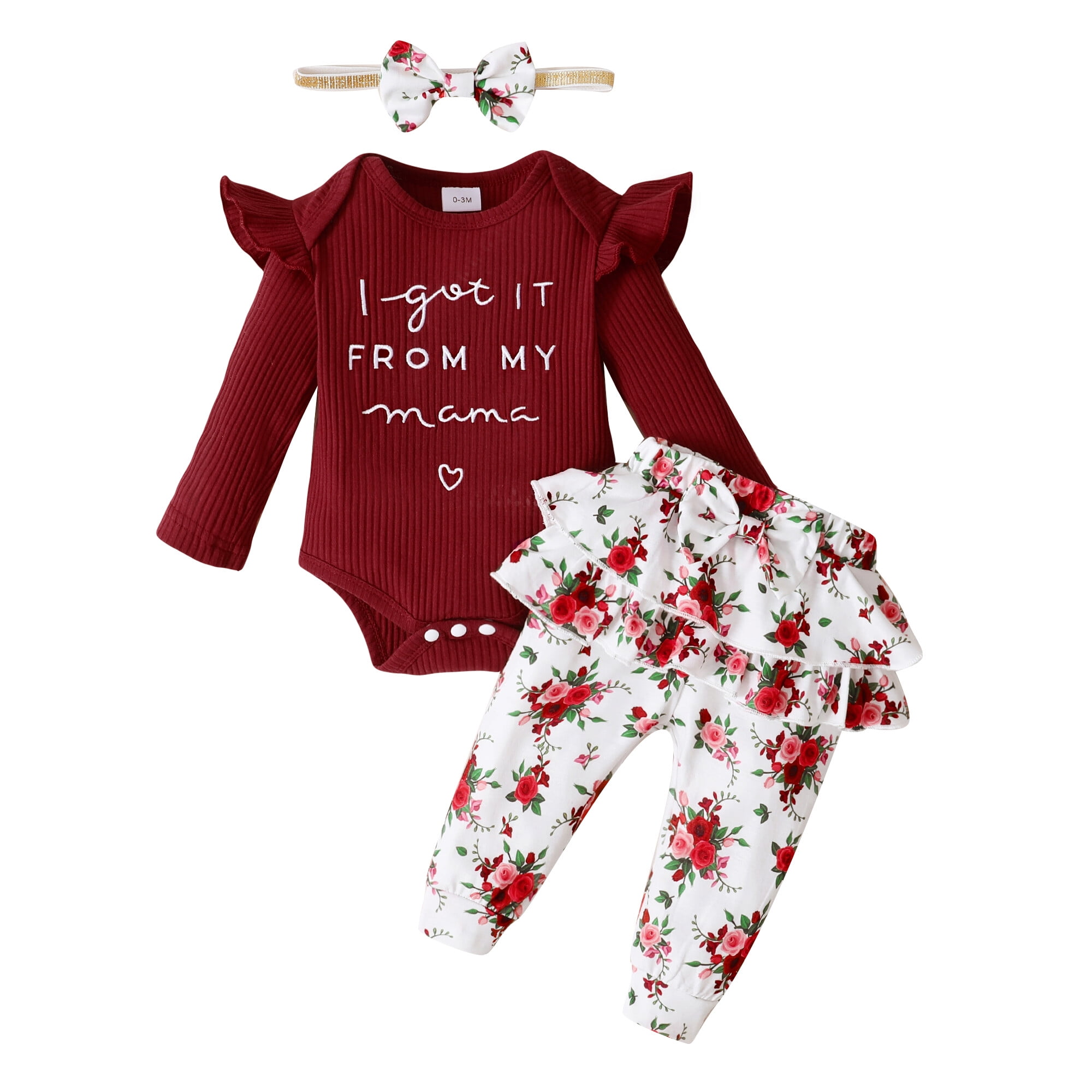 Newborn Baby Girl Clothes Romper Pants Outfits Set Ruffle Infant Girl Clothes Cotton Baby Girls
