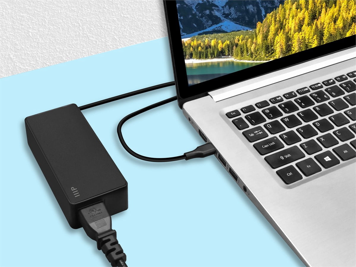 Monoprice 65W Universal USB-C Laptop Charger, Fast Charging, For MacBook, Apple iPhone and iPad, Dell, HP, ASUS, Lenovo, Chromebook, Samsung, Pixel, Nintendo Switch and More