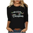 thumbnail image 2 of HOMBOM Womens Plus Size Tops Black Holiday Western 3/4 Sleeve Reindeer Christmas Tee Shirts for Women Crewneck, 2 of 5