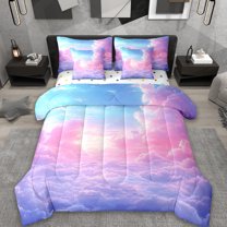 Erosebridal Multicolor Clouds Bedding Sets Twin Size,Dreamy Galaxy Comforter Sets with Sheets,Nebula Universe Bed in a Bag Twin Size,Breathable Bedroom Decoration Reversible,7-Piece