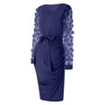 thumbnail image 4 of Kogui Blue Maternity Dress Floral Mesh Long Sleeve Maternity Midi Dress Fall Maternity Bodycon Dress for Baby Shower (Navy,L), 4 of 6