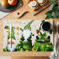 thumbnail image 2 of St. Patrick's Day Placemats Set of 8, Green Gnomes Gold Coin Shamrock Beige Placemats for Dining Table, Place Mats for Kitchen Tabletop, Waterproof Wipeable Dining Table Mats Set, 2 of 9